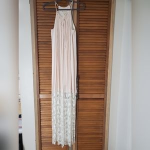 Liberty Garden Paisley Lace Pink Strap Maxi Dress Size Small